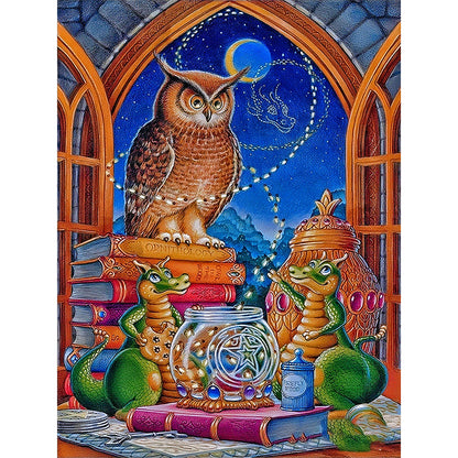 Dinosaur And Owl - Full Round Drill Diamond Painting 30*40CM