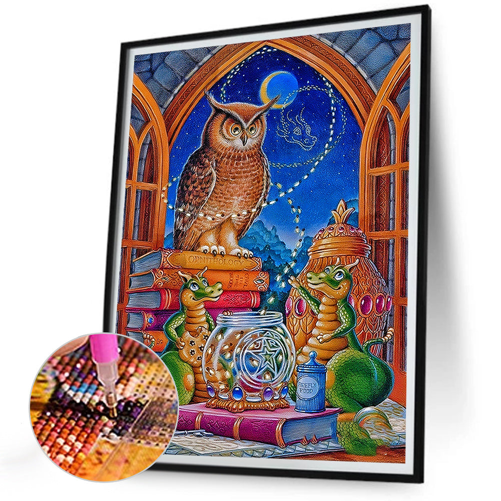 Dinosaur And Owl - Full Round Drill Diamond Painting 30*40CM