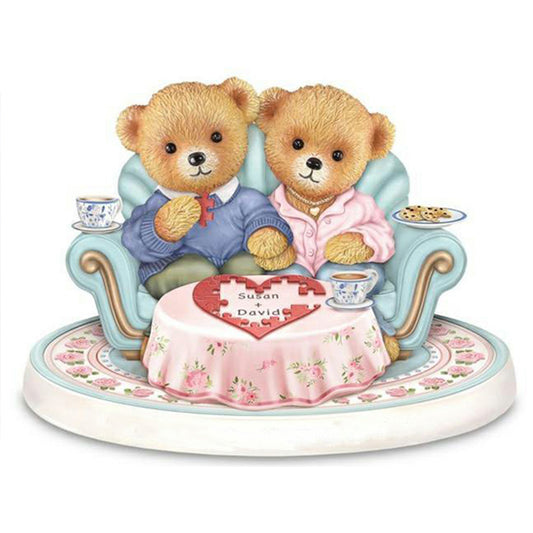 Afternoon Tea Bear - Full Round Drill Diamond Painting 40*30CM