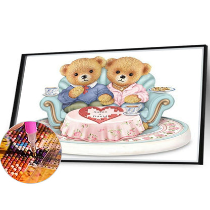 Afternoon Tea Bear - Full Round Drill Diamond Painting 40*30CM