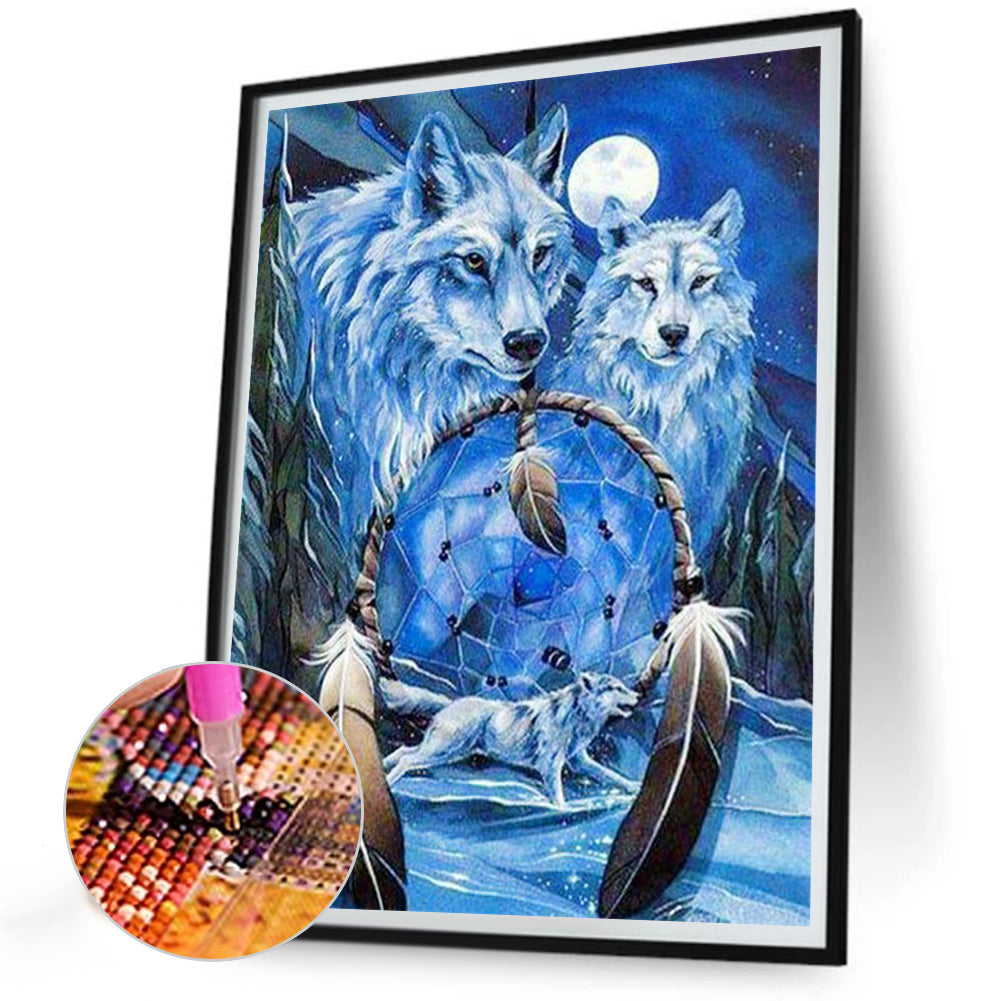 Wolf Head Dream Catcher - Full Round Drill Diamond Painting 30*40CM