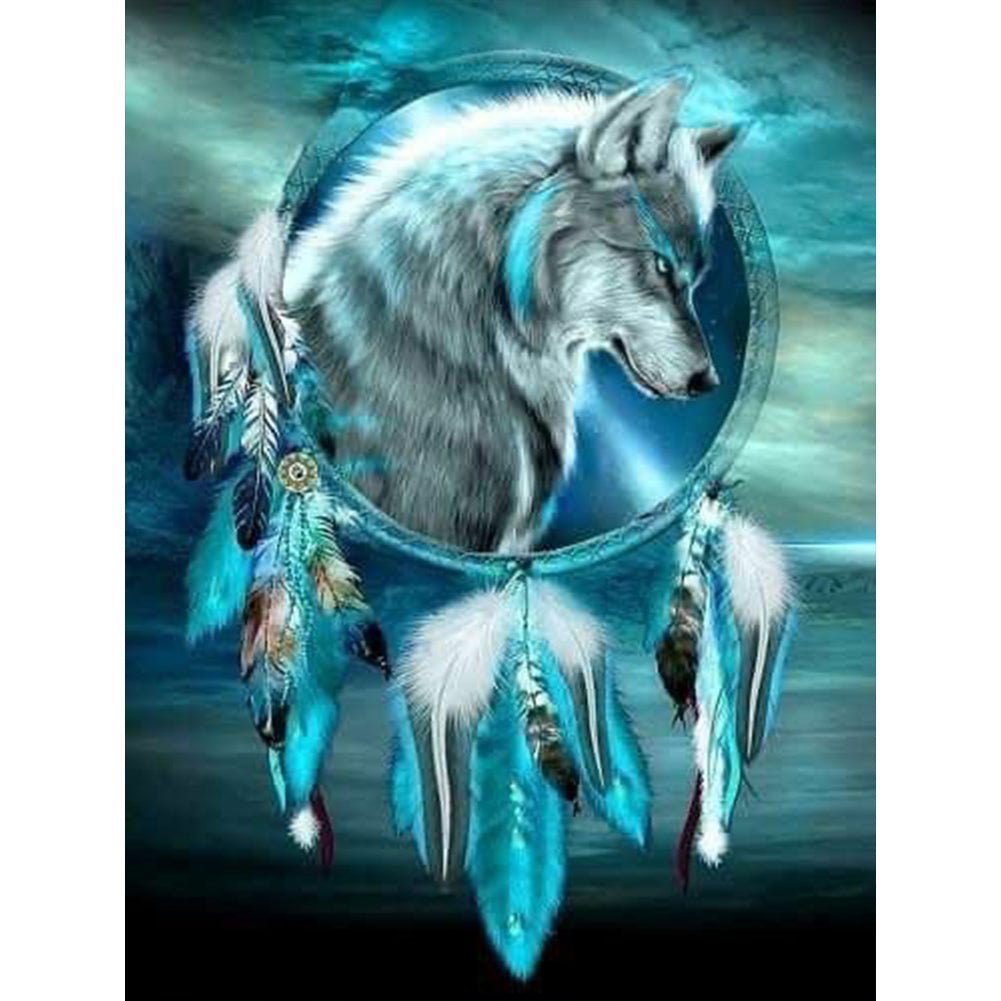 Wolf Head Dream Catcher - Full Round Drill Diamond Painting 30*40CM