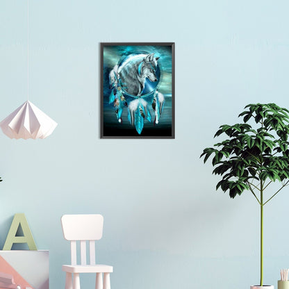 Wolf Head Dream Catcher - Full Round Drill Diamond Painting 30*40CM