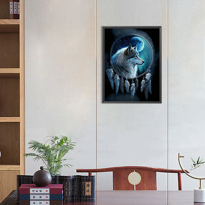 Wolf Head Dream Catcher - Full Round Drill Diamond Painting 30*40CM