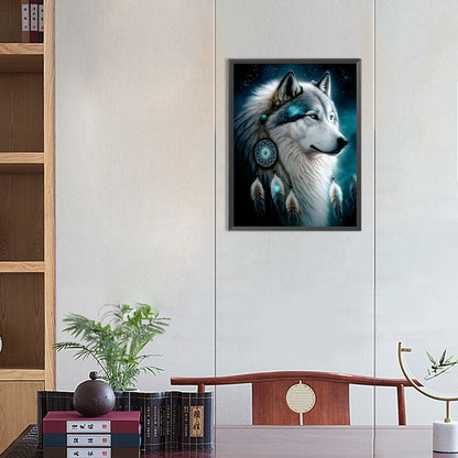 Wolf Head Dream Catcher - Full Round Drill Diamond Painting 30*40CM