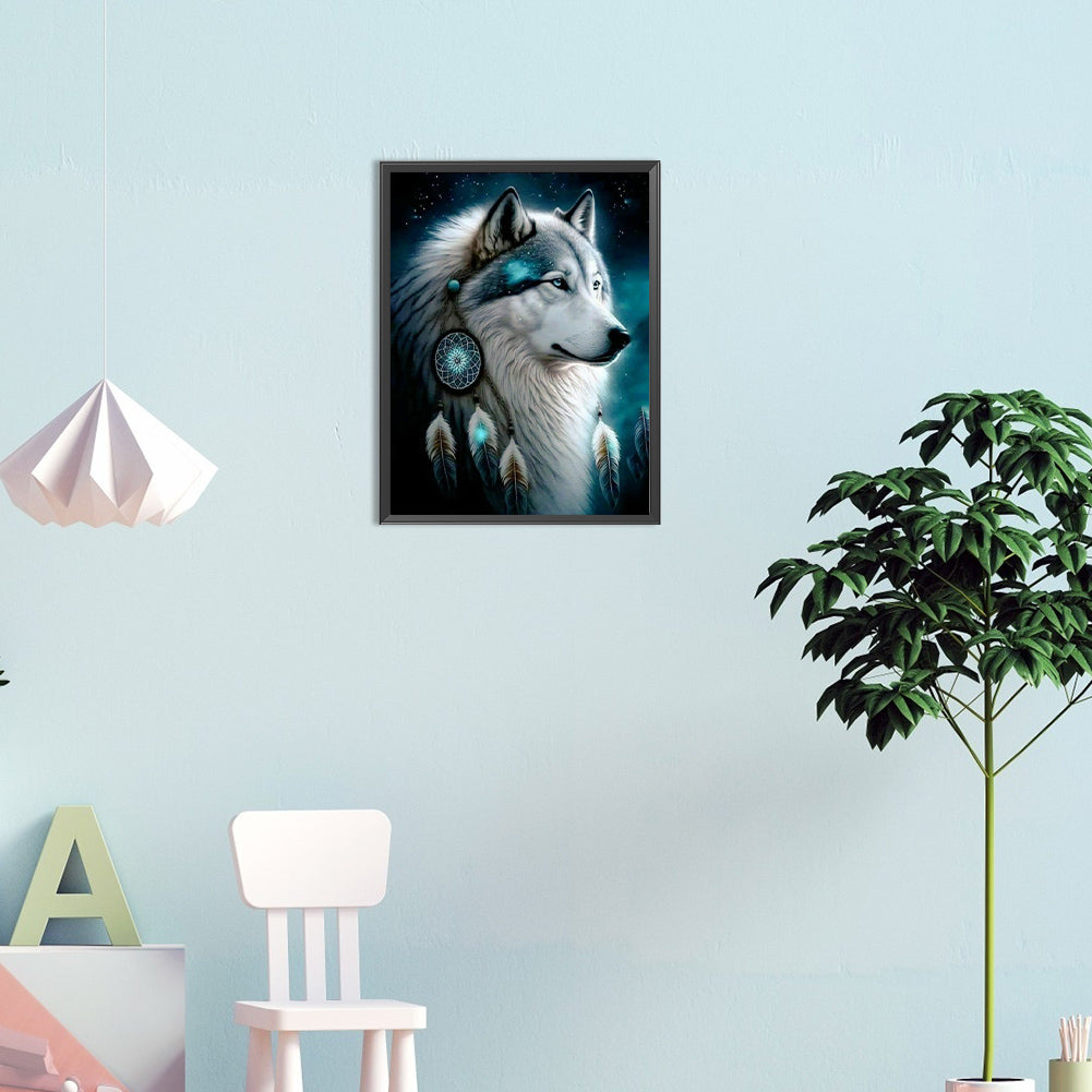 Wolf Head Dream Catcher - Full Round Drill Diamond Painting 30*40CM