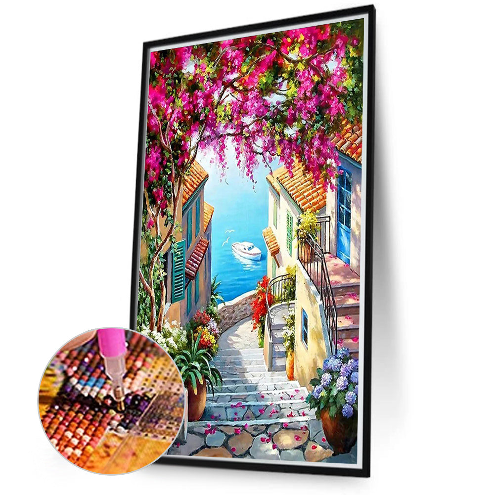 Seaside Garden House - Full Round Drill Diamond Painting 50*70CM