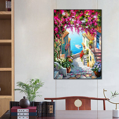 Seaside Garden House - Full Round Drill Diamond Painting 50*70CM