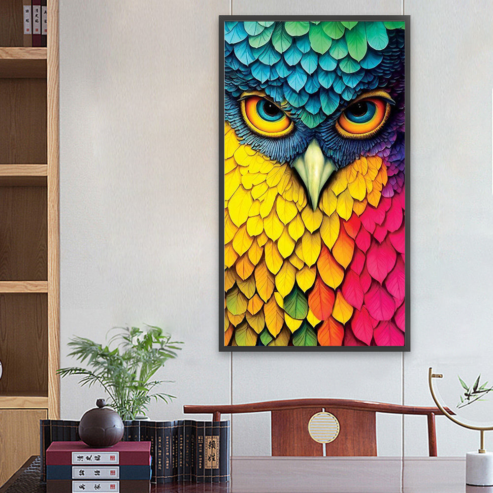 Rainbow Owl - Full Square Drill Diamond Painting 40*70CM