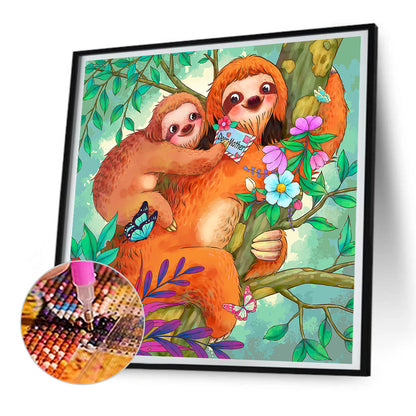 Sloth Mother And Child - Full Round Drill Diamond Painting 30*30CM
