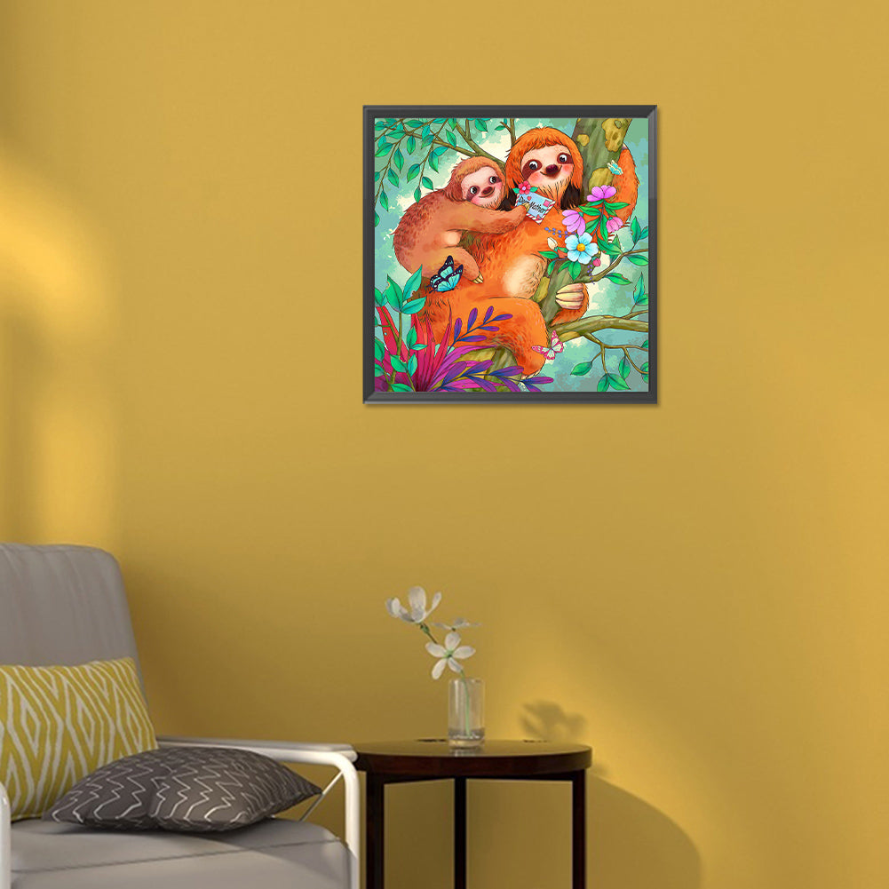 Sloth Mother And Child - Full Round Drill Diamond Painting 30*30CM