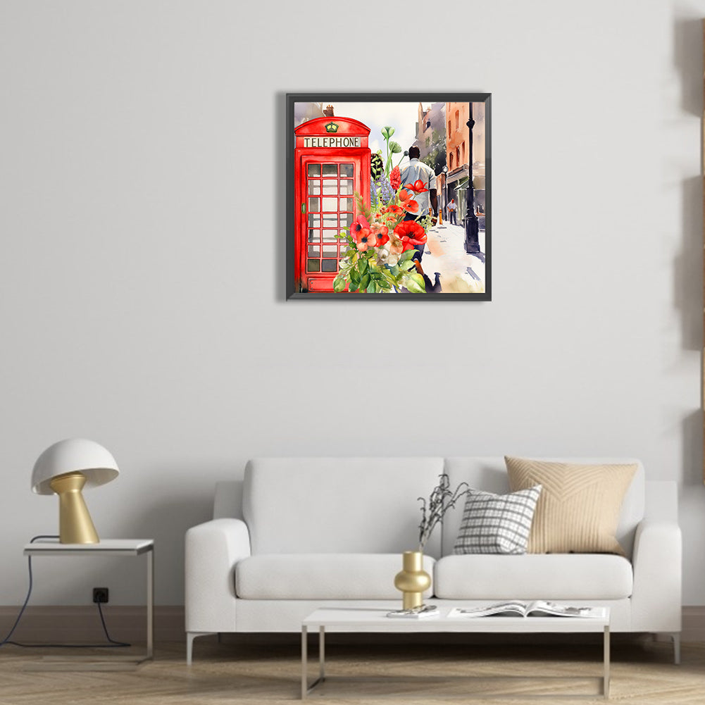 Telephone Booth - Full Round Drill Diamond Painting 30*30CM
