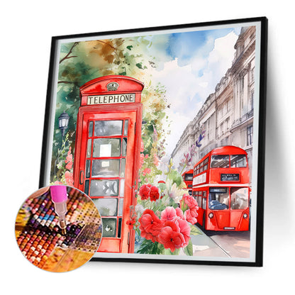 Telephone Booth - Full Round Drill Diamond Painting 30*30CM