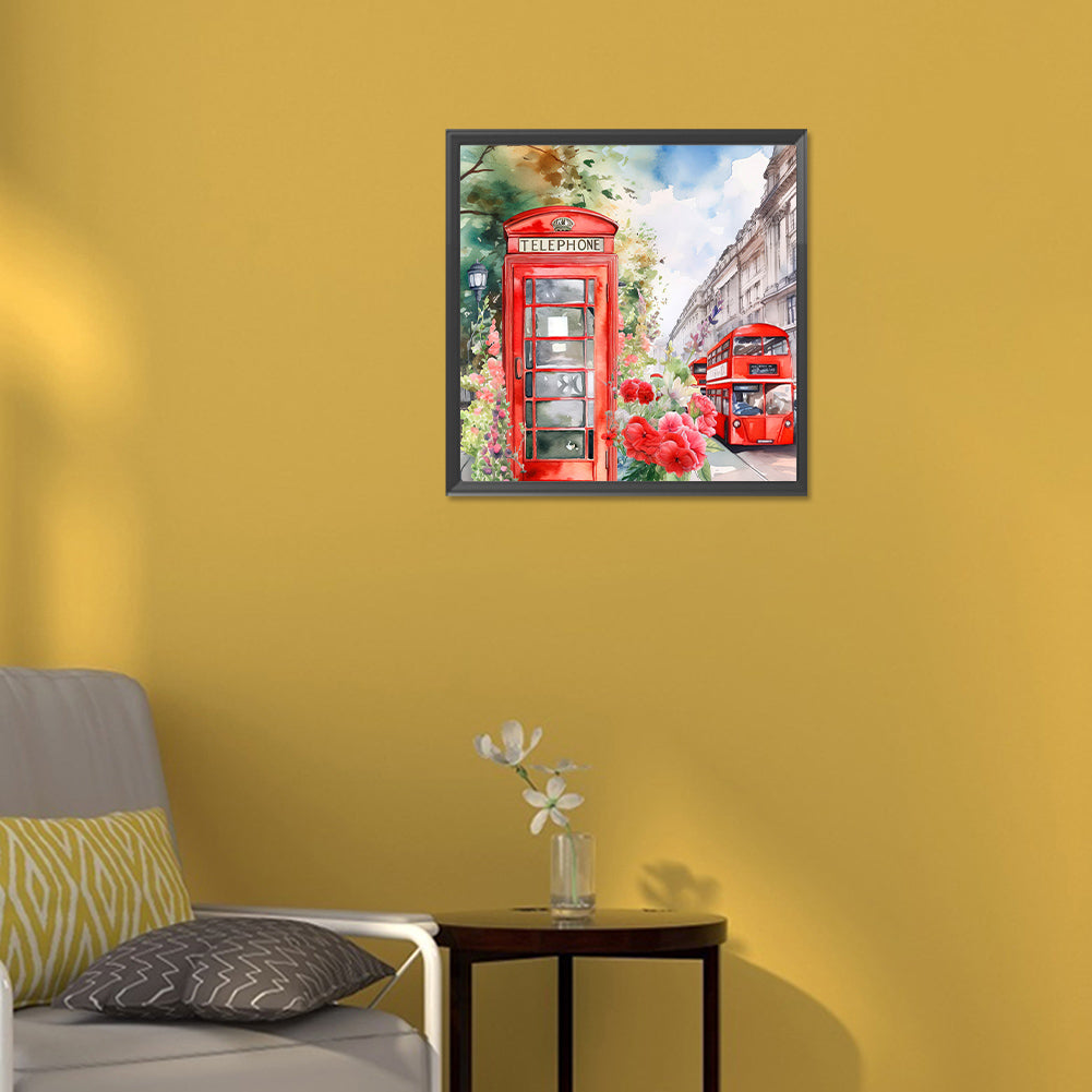 Telephone Booth - Full Round Drill Diamond Painting 30*30CM