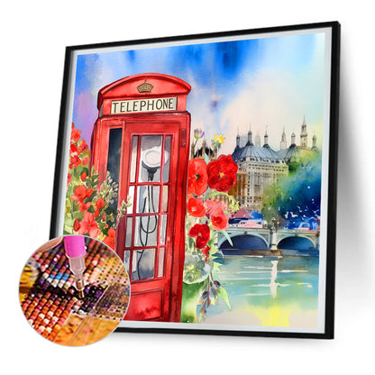 Telephone Booth - Full Round Drill Diamond Painting 30*30CM