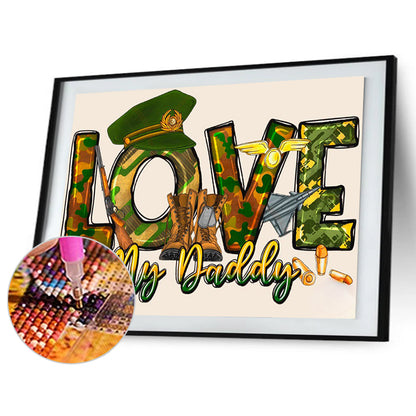 Love My Military Dad - Full Round Drill Diamond Painting 40*30CM