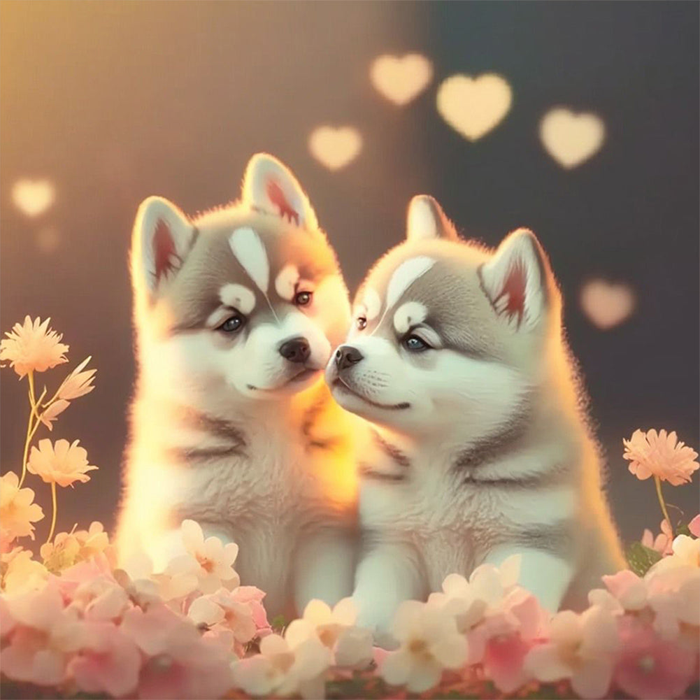 Love Puppies - Full Round Drill Diamond Painting 30*30CM