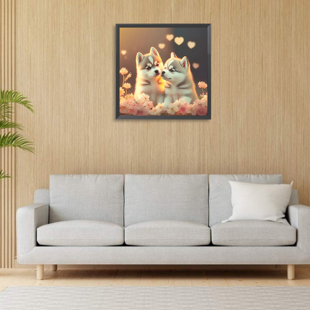 Love Puppies - Full Round Drill Diamond Painting 30*30CM