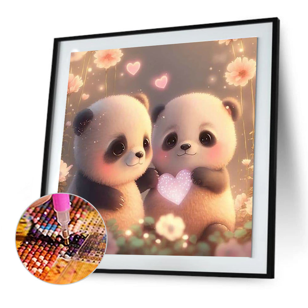 Love Panda - Full Round Drill Diamond Painting 30*30CM