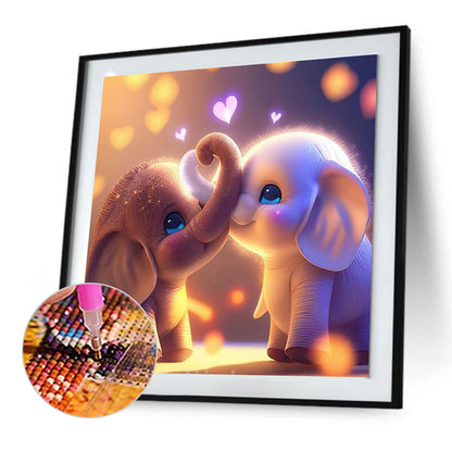 Love Baby Elephant - Full Round Drill Diamond Painting 30*30CM