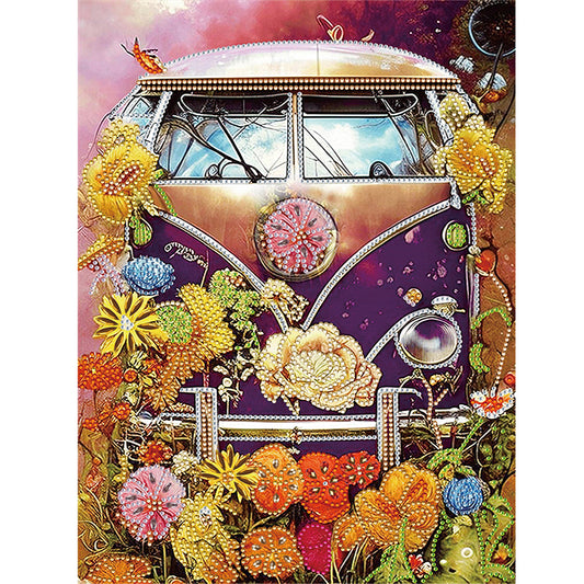 Flower Car - Special Shaped Drill Diamond Painting 30*40CM