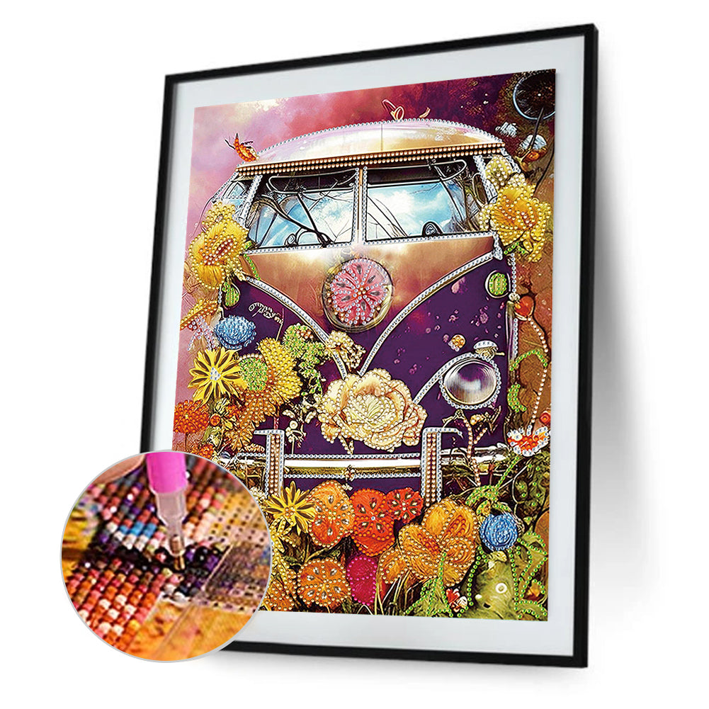 Flower Car - Special Shaped Drill Diamond Painting 30*40CM