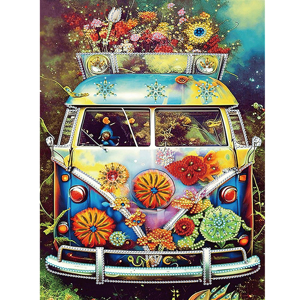 Flower Car - Special Shaped Drill Diamond Painting 30*40CM