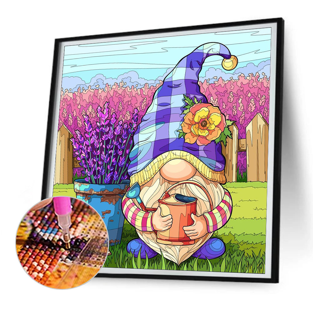 Gnome Watering Flowers - Full Round Drill Diamond Painting 30*30CM