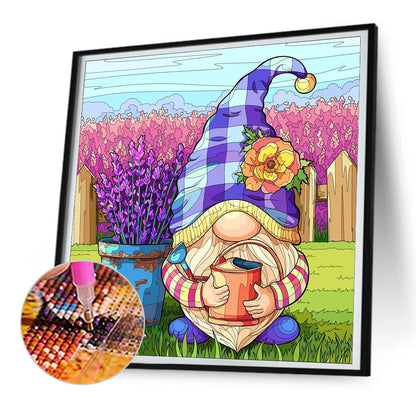 Gnome Watering Flowers - Full Round Drill Diamond Painting 30*30CM