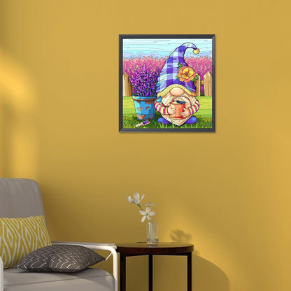 Gnome Watering Flowers - Full Round Drill Diamond Painting 30*30CM