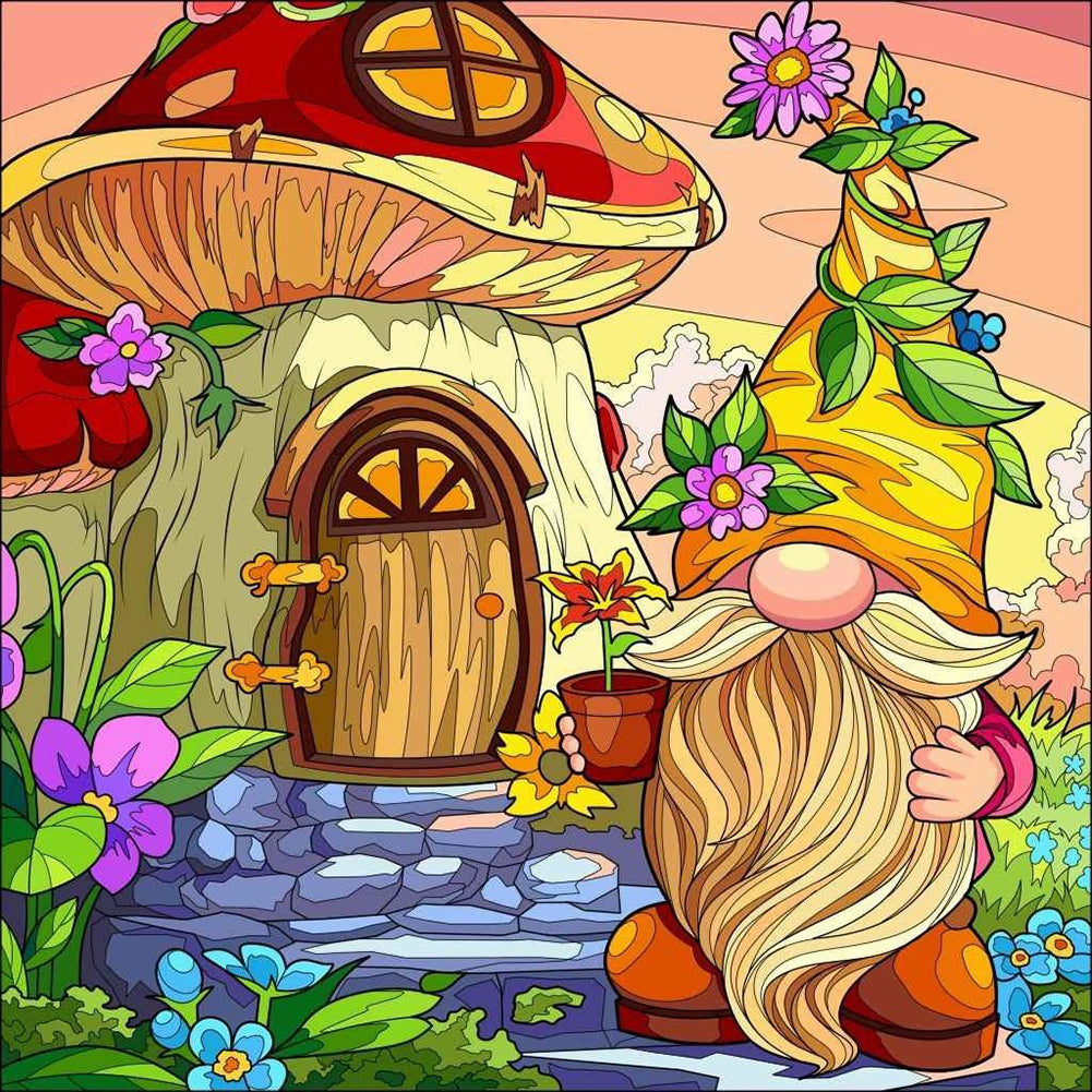 Mushroom House - Full Round Drill Diamond Painting 30*30CM