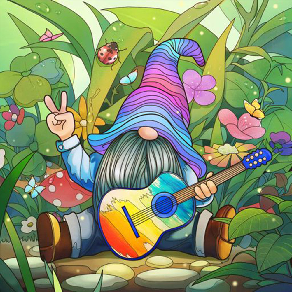 Gnome Playing Guitar - Full Round Drill Diamond Painting 30*30CM