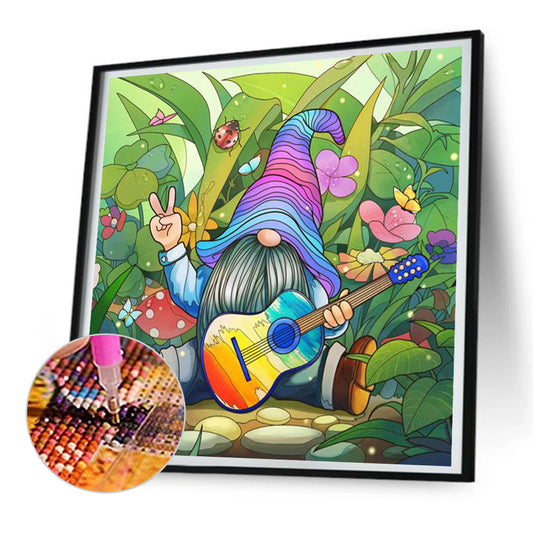 Gnome Playing Guitar - Full Round Drill Diamond Painting 30*30CM