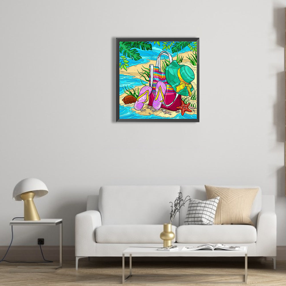 Summer Beach - Full Round Drill Diamond Painting 30*30CM
