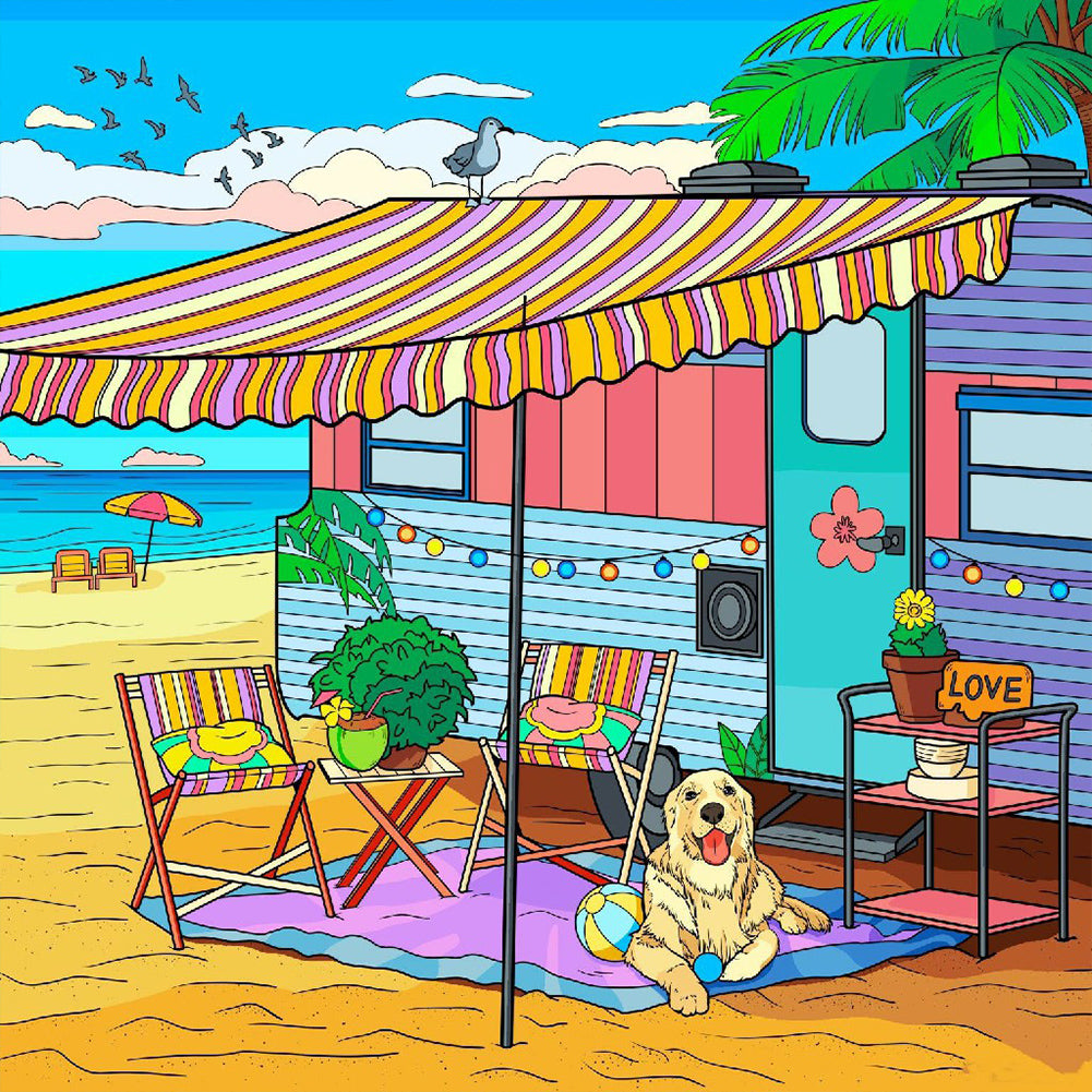 Summer Beach - Full Round Drill Diamond Painting 30*30CM