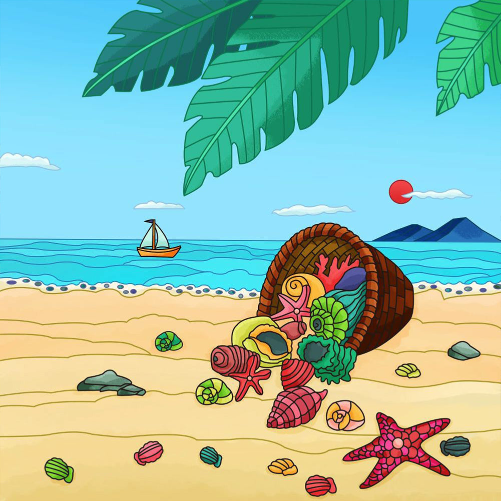 Summer Beach - Full Round Drill Diamond Painting 30*30CM