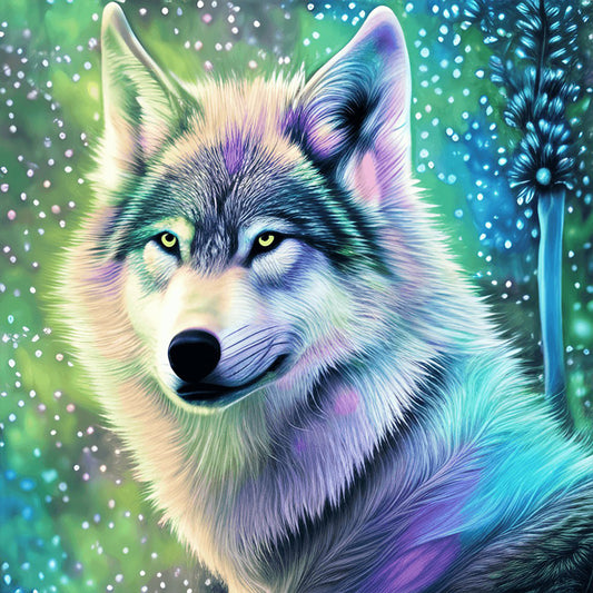 Aurora Wolf - Full Round Drill Diamond Painting 30*30CM
