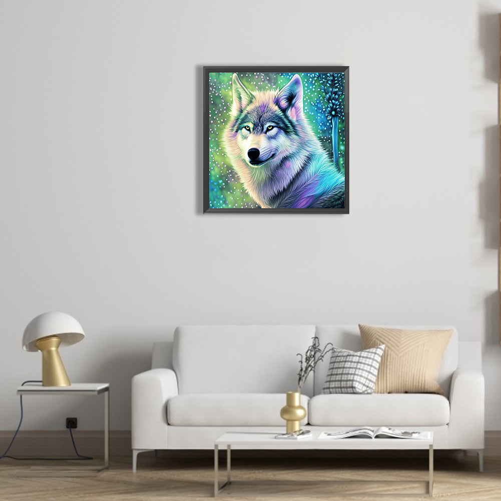 Aurora Wolf - Full Round Drill Diamond Painting 30*30CM