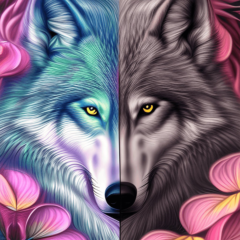 Aurora Wolf - Full Round Drill Diamond Painting 30*30CM