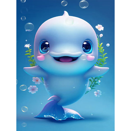 Happy Dolphin - Full Round Drill Diamond Painting 30*40CM