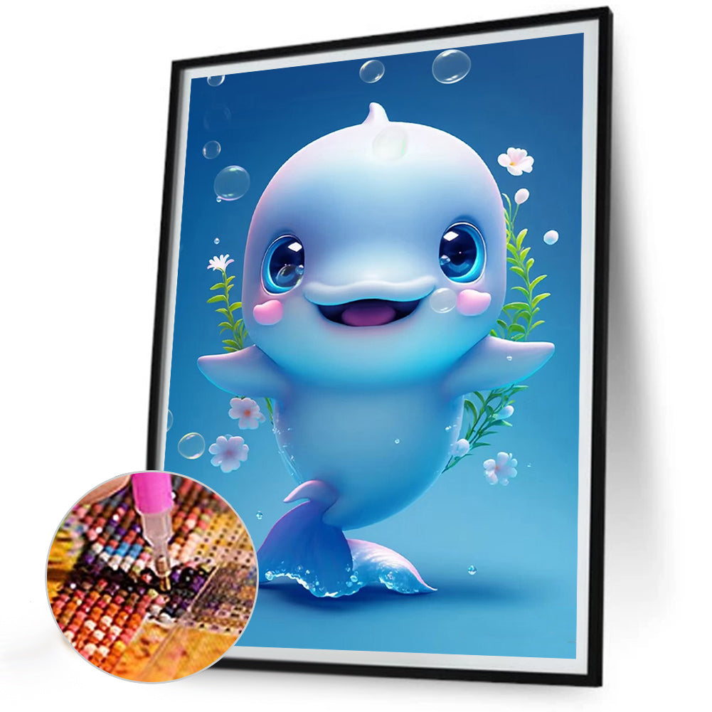 Happy Dolphin - Full Round Drill Diamond Painting 30*40CM