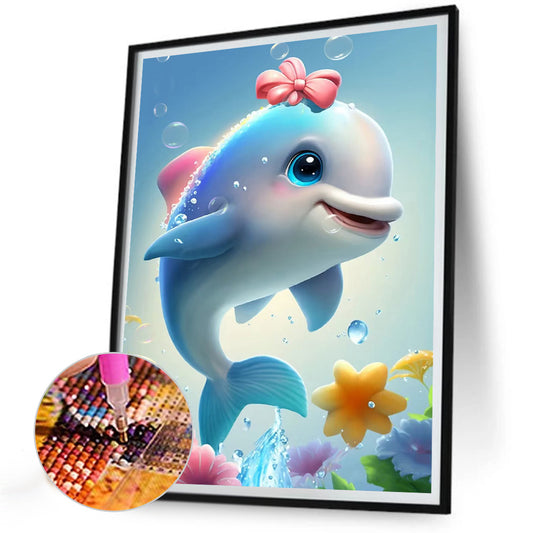 Beautiful Dolphin - Full Round Drill Diamond Painting 30*40CM
