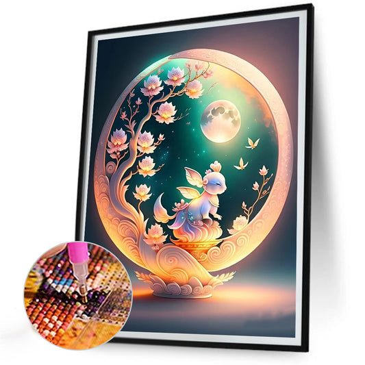 The Elf And The Full Moon - Full Round Drill Diamond Painting 30*40CM