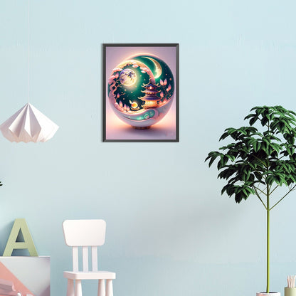 Tower And Full Moon - Full Round Drill Diamond Painting 30*40CM