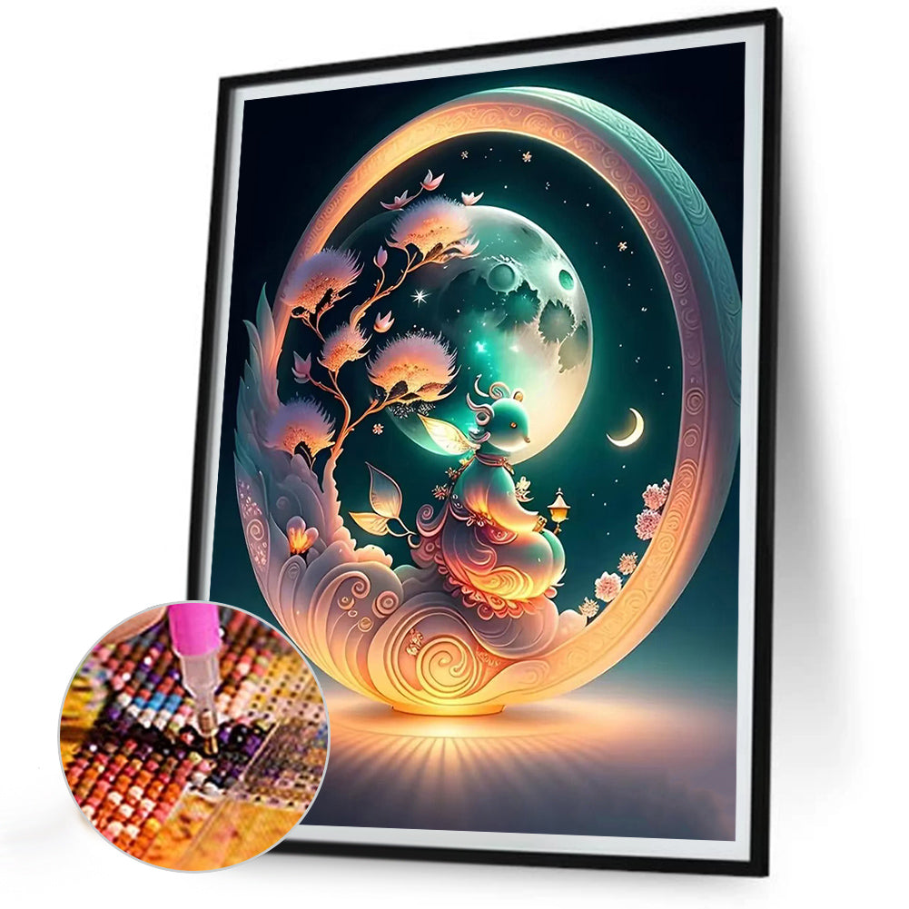 Mouse And Full Moon - Full Round Drill Diamond Painting 30*40CM