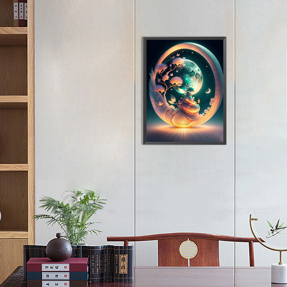 Mouse And Full Moon - Full Round Drill Diamond Painting 30*40CM