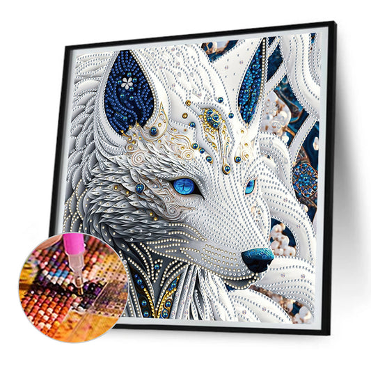 Side Face White Wolf - Special Shaped Drill Diamond Painting 30*30CM