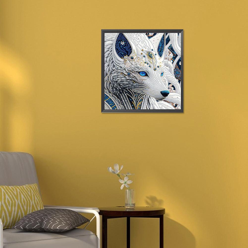 Side Face White Wolf - Special Shaped Drill Diamond Painting 30*30CM