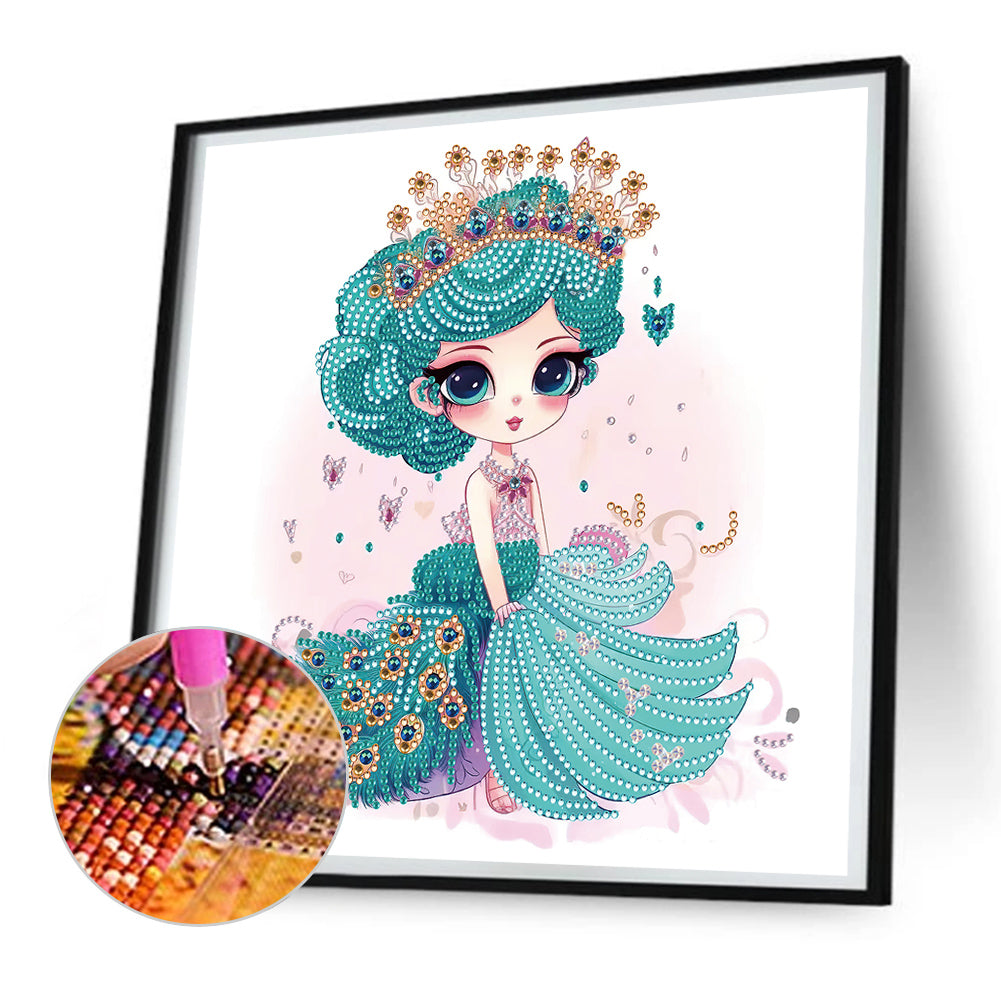 Peacock Girl Spinning In Circles - Special Shaped Drill Diamond Painting 30*30CM