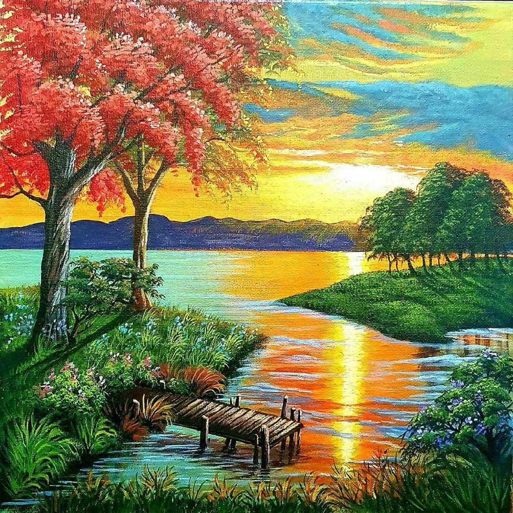 Landscape - Full Round Drill Diamond Painting 30*30CM